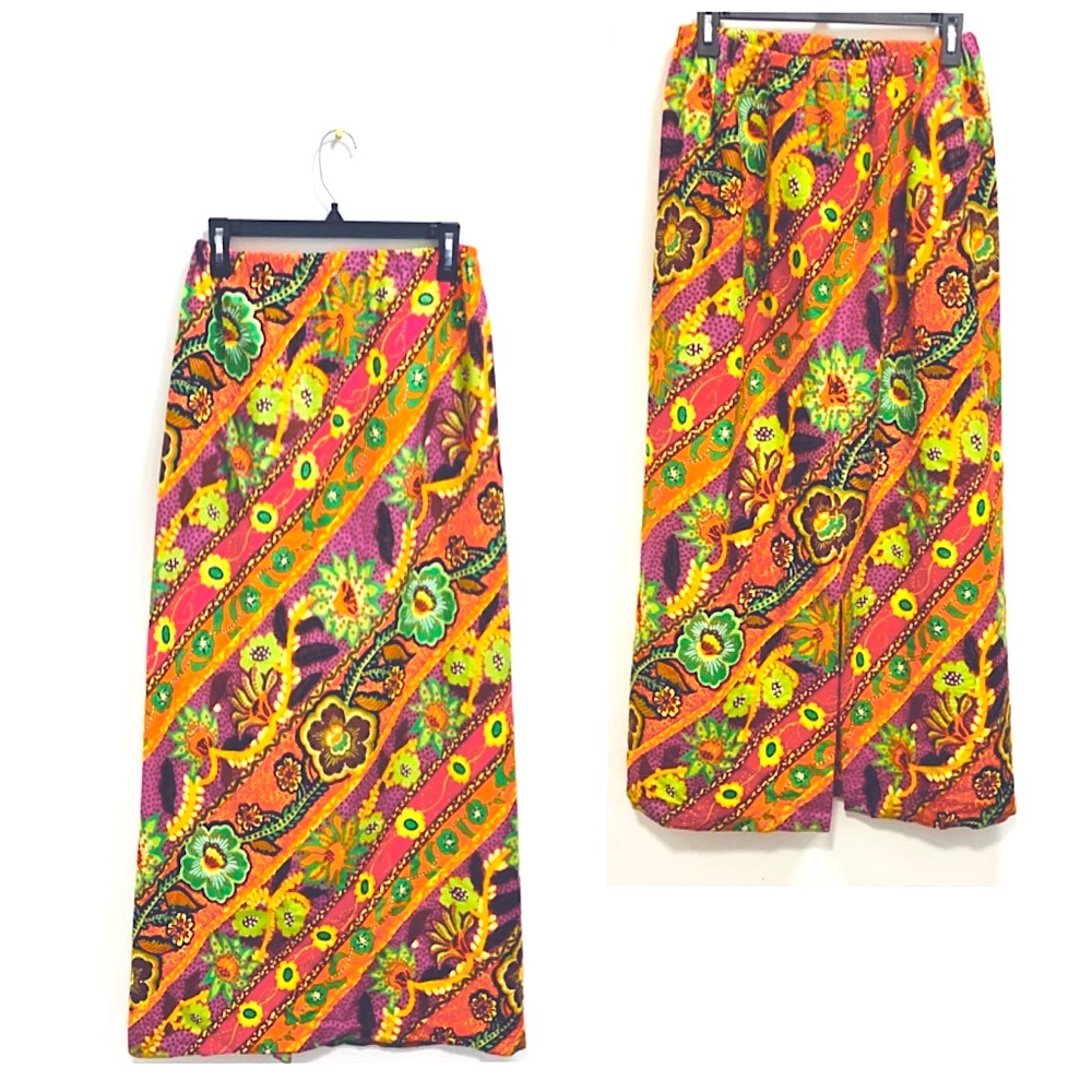 🌸VINTAGE 60-70s PSYCHEDELIC BOHO MAXI SKIRT🌼